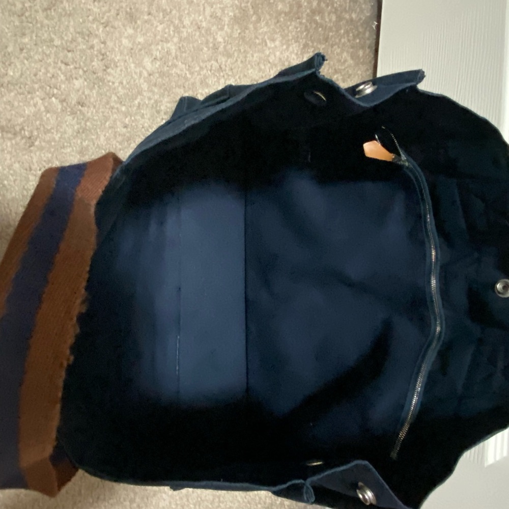 Hermes Navy Blue Canvas Fourre Tout Tote